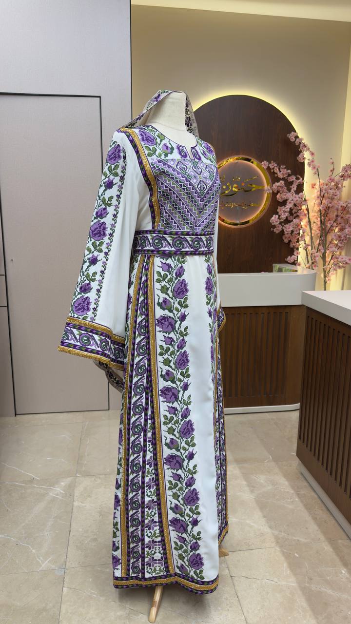 New Purpel Sabyel Kharaz Floral Thobe