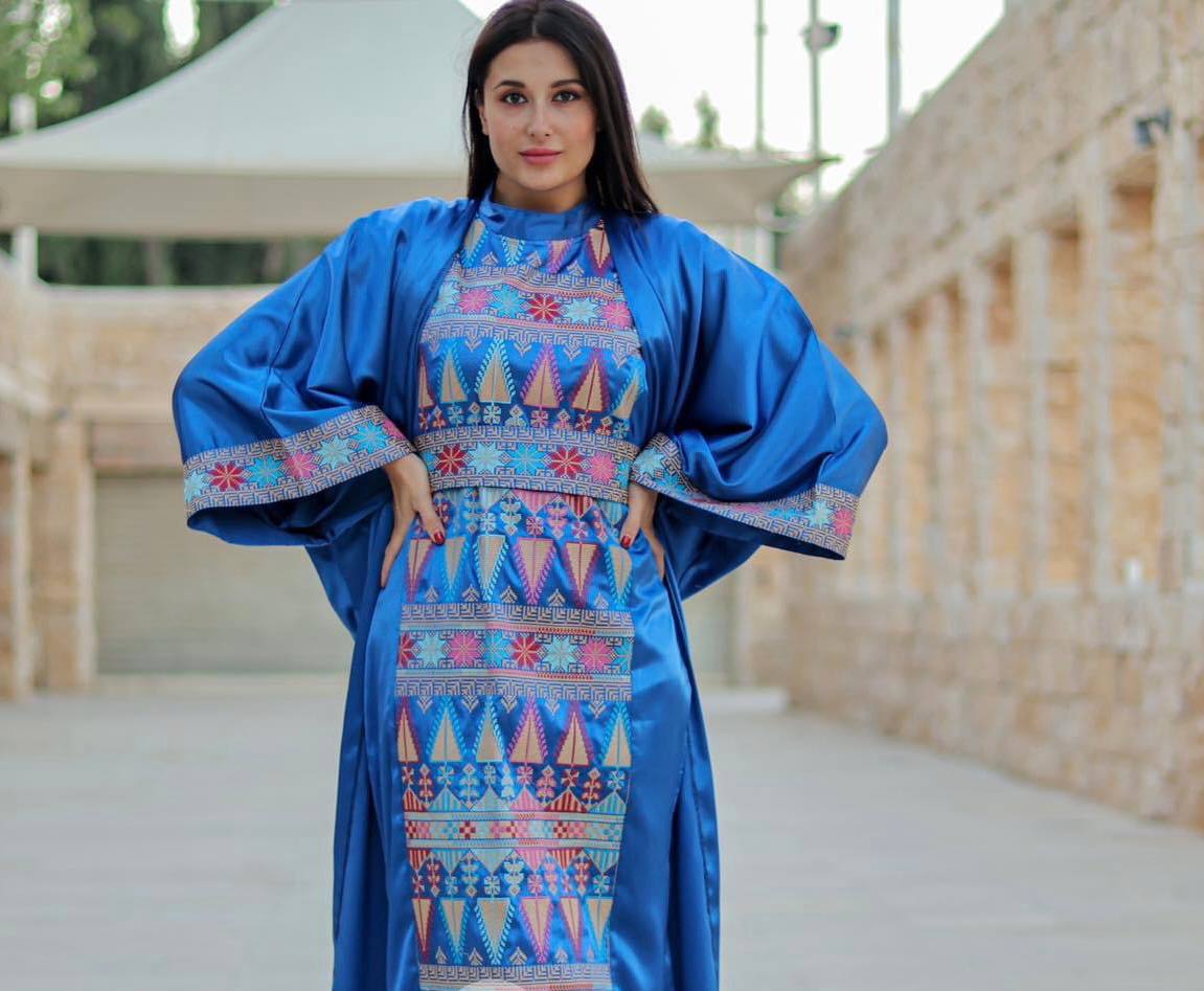 Modern satin embroidered Bisht