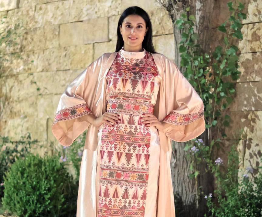 Modern satin embroidered Bisht