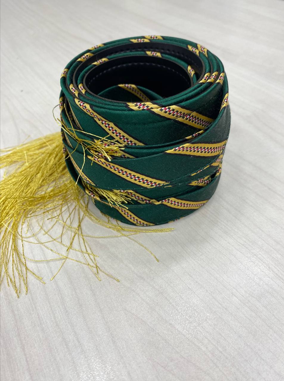Green with golde lines kashmer belt