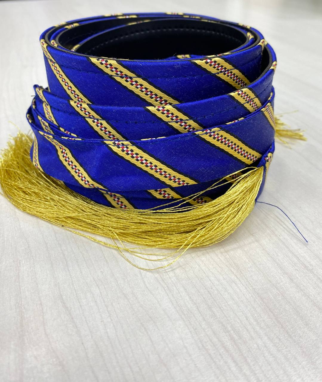 Indigo Kashmir belt with gold line
