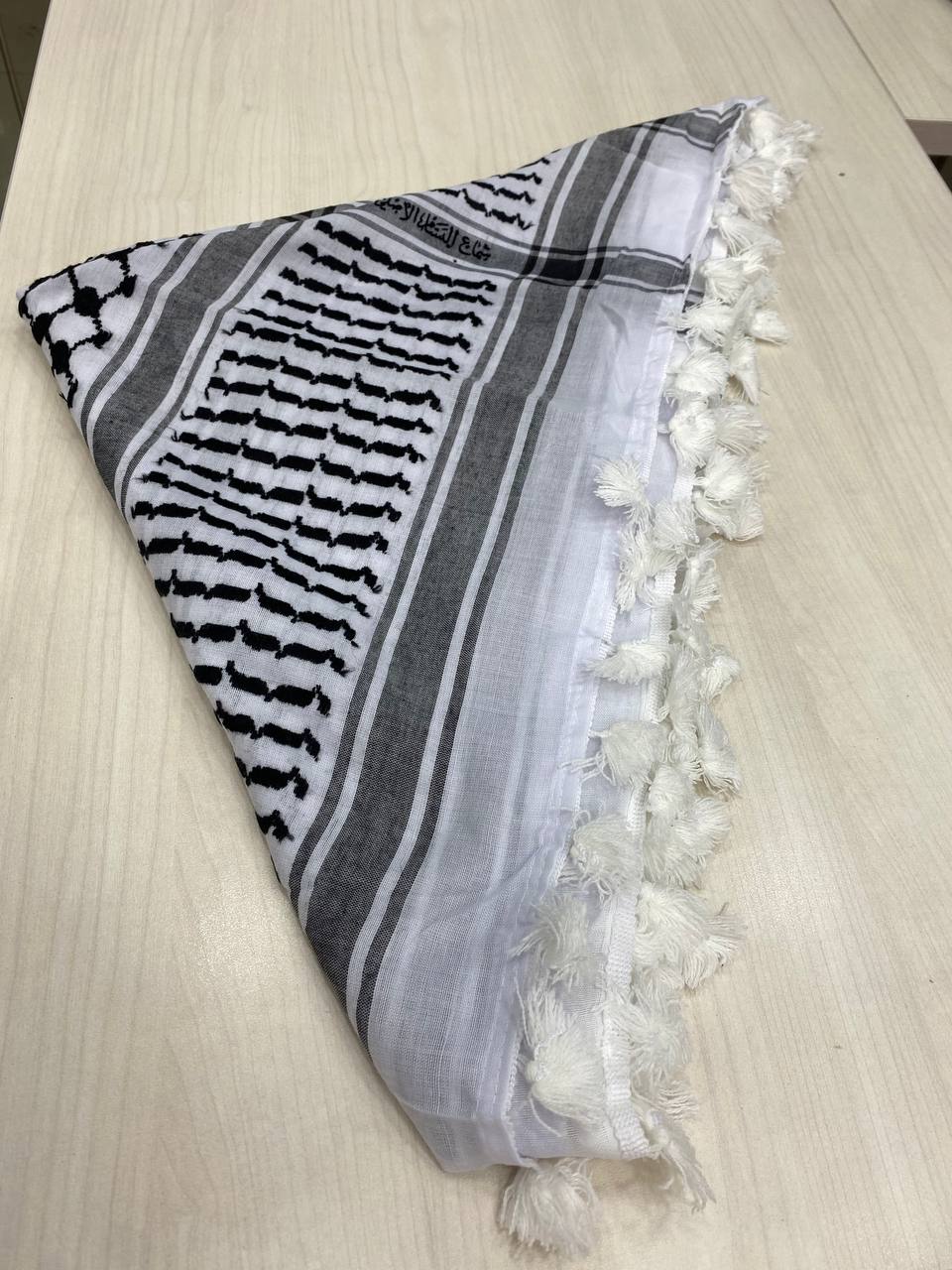 Original Black and White palestiain Bassam Kufiya/Kufiyyeh/Keffiyeh with Tassels