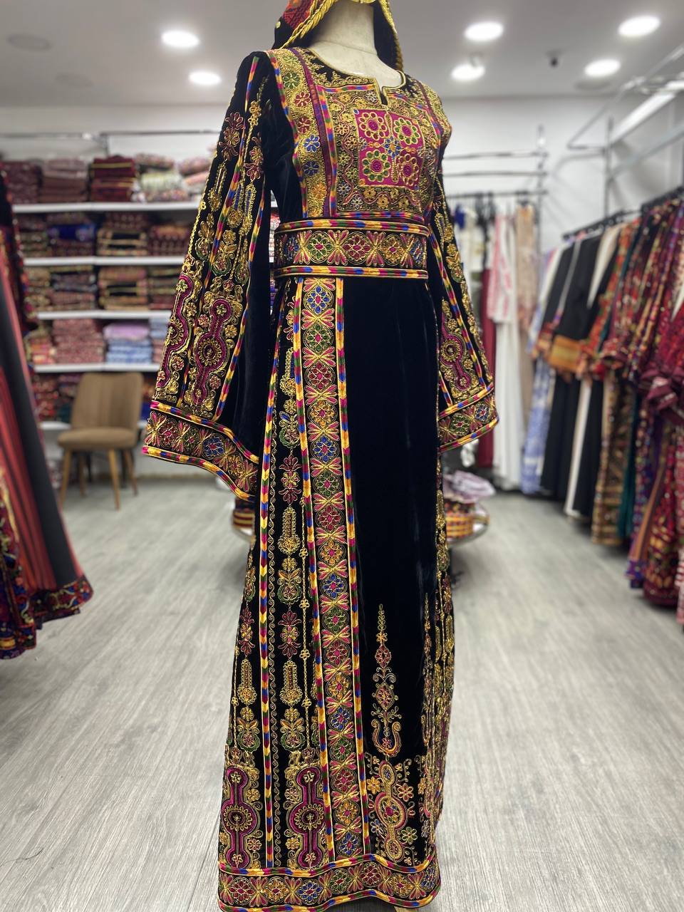 Qamis New Malaka en Velours Noir avec Kassab