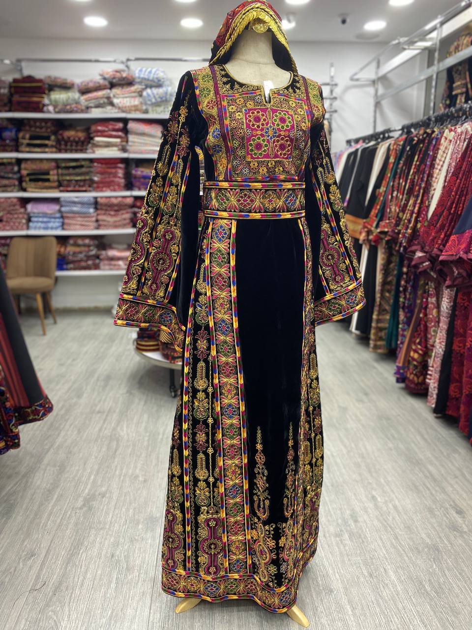 Qamis New Malaka en Velours Noir avec Kassab