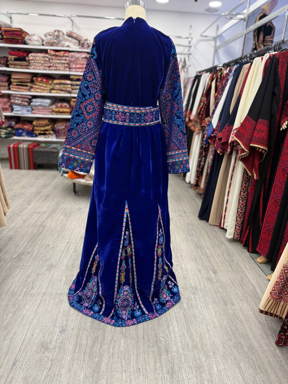 Fully Embroidered Velvet Thobe with Tail