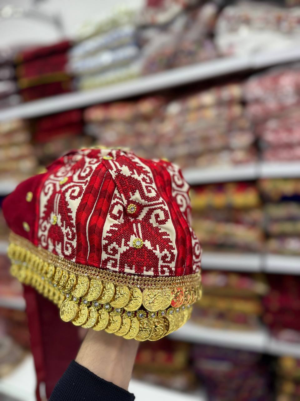 Traditional Beige with Burgundy Embroidery Wakah