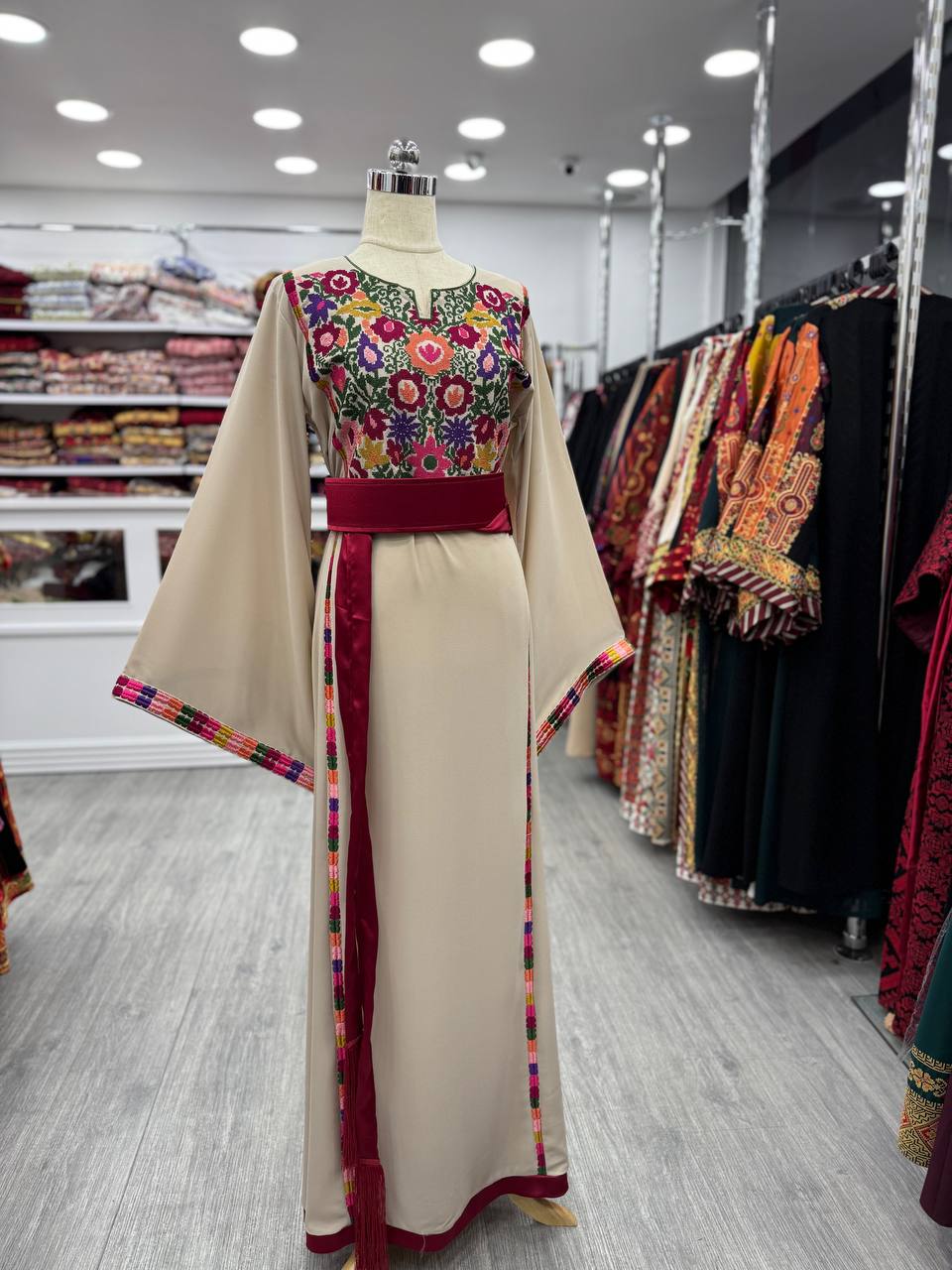 New Beige Falahi tatreez Kabba with Manajel Thobe