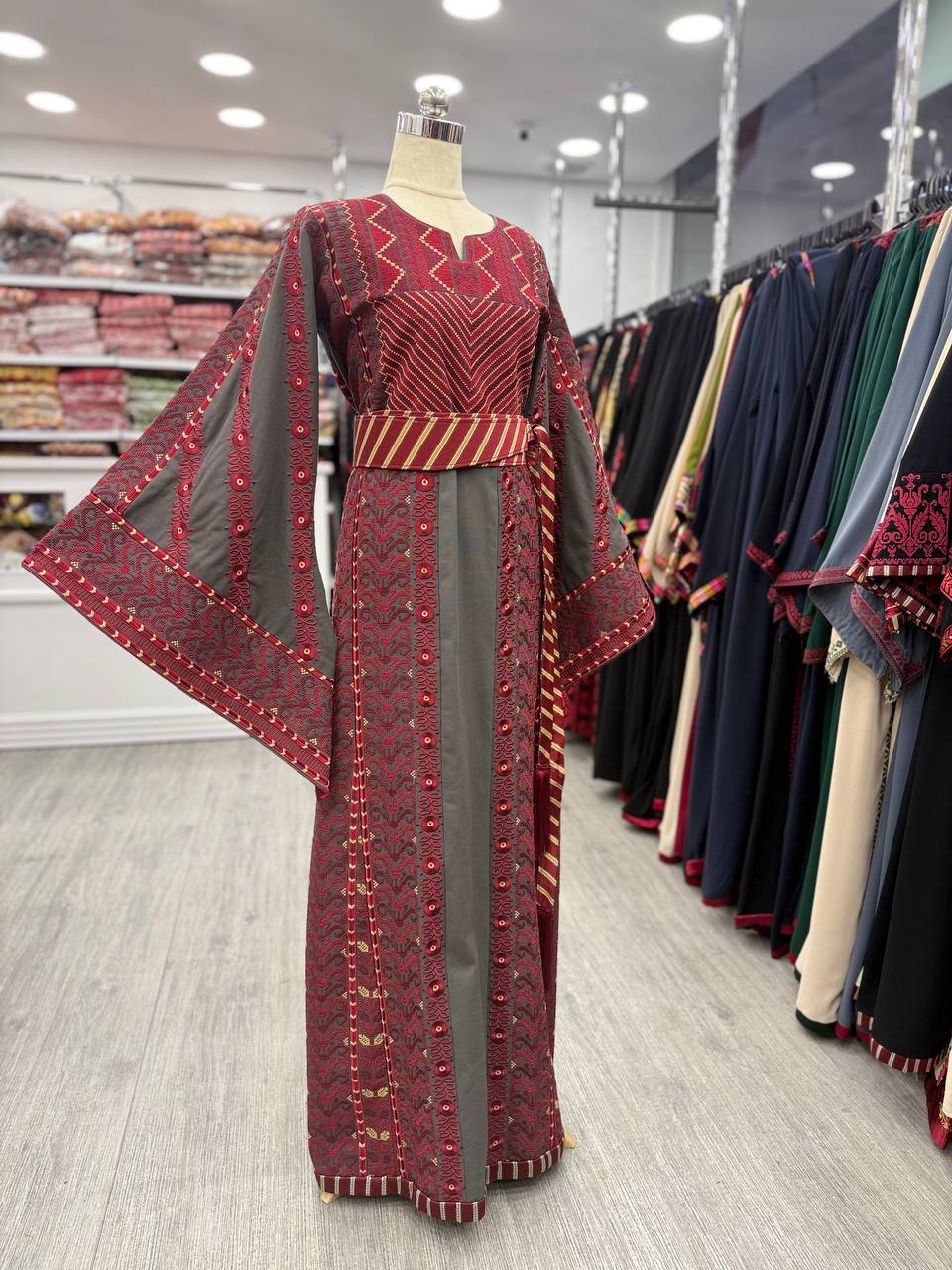 New Gray Heavy Embroidried Etameen Thobe