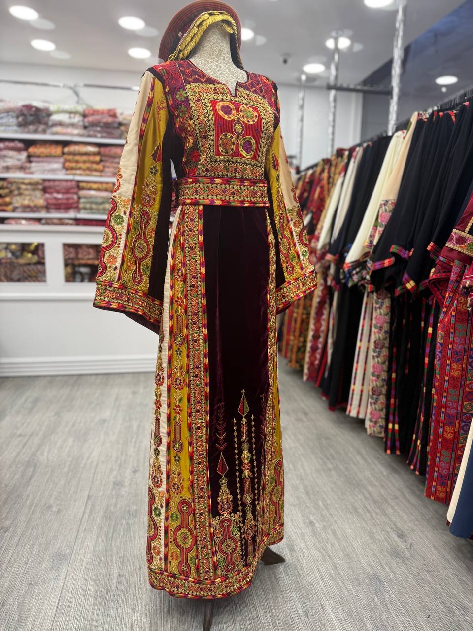 New Burgundy Velvet Malaka Thobe