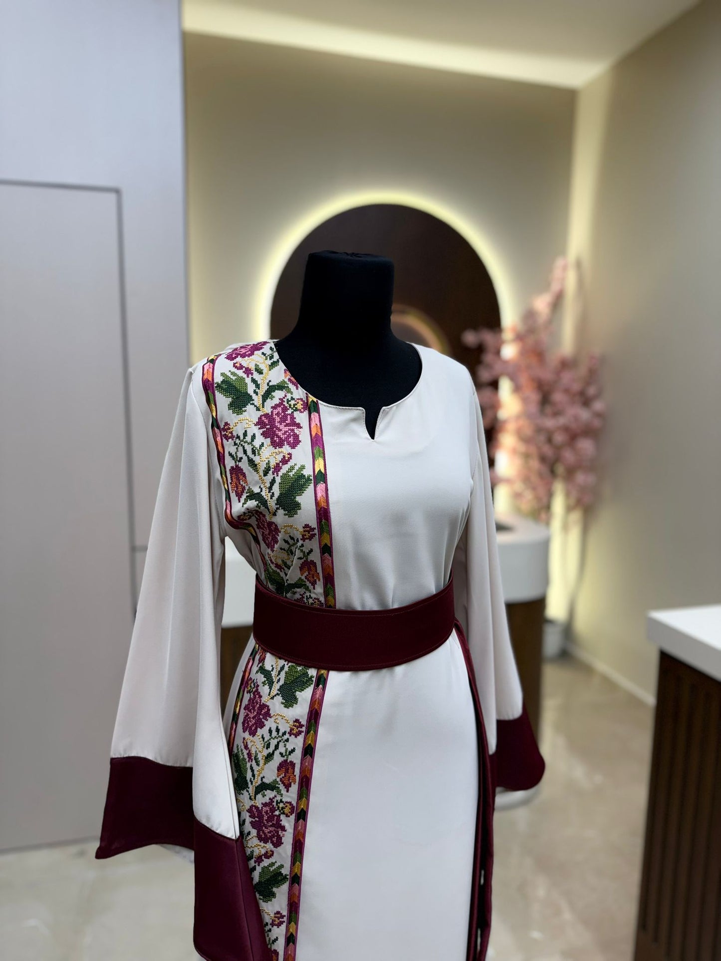 Exclusive floral Pink Tatreez Simple Thobe