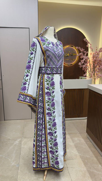 New Purpel Sabyel Kharaz Floral Thobe