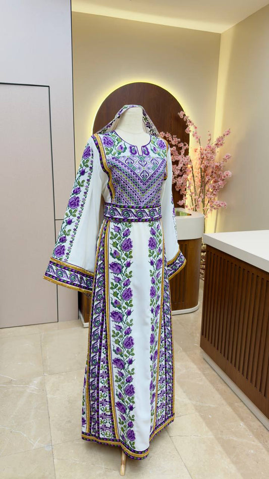 New Purpel Sabyel Kharaz Floral Thobe