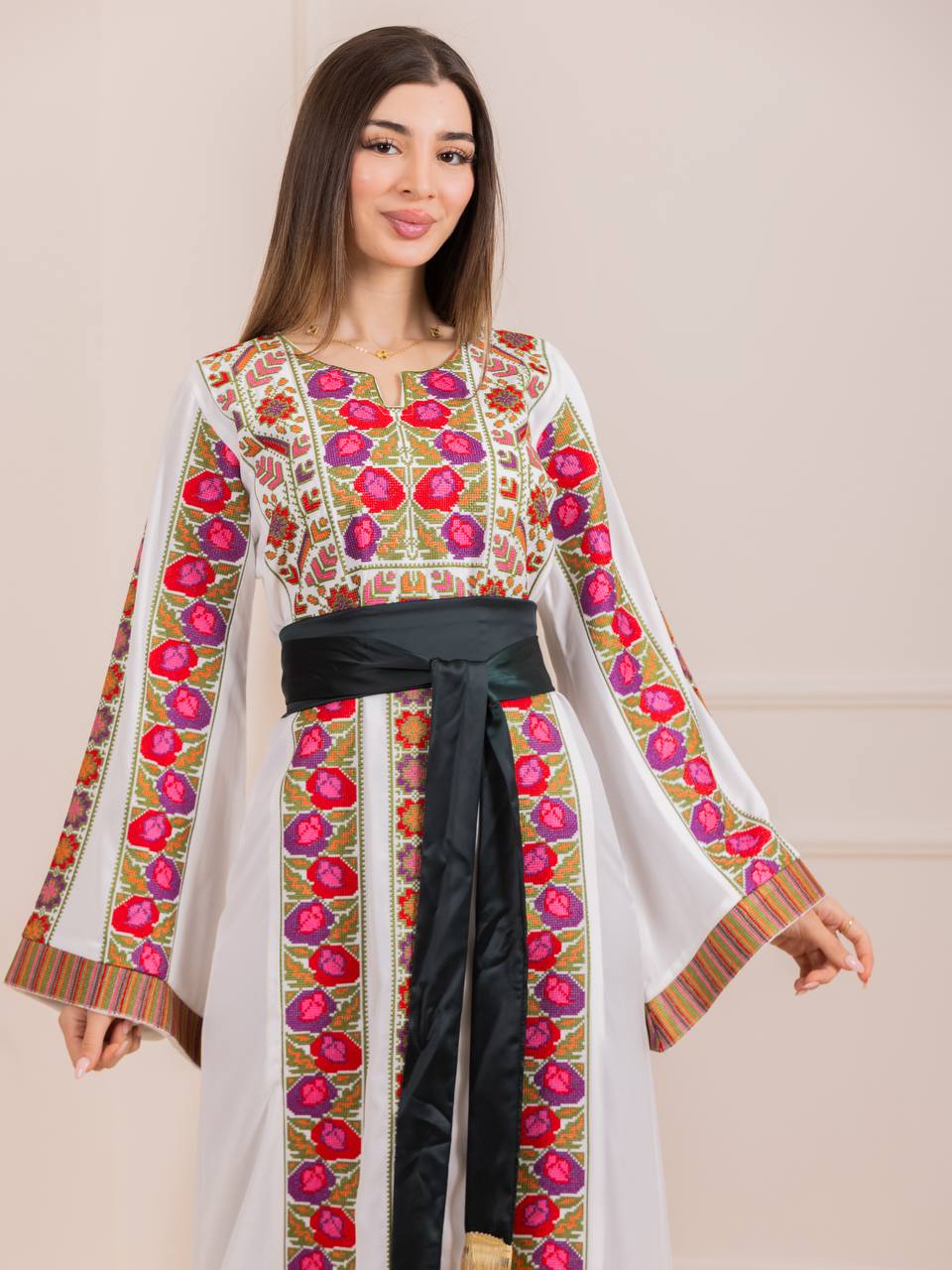 New Falahi Flowers Tatreez Thobe