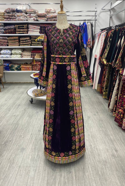 New Dark Purple Velvet Traditional Thobe