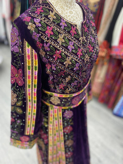 New Dark Purple Velvet Traditional Thobe