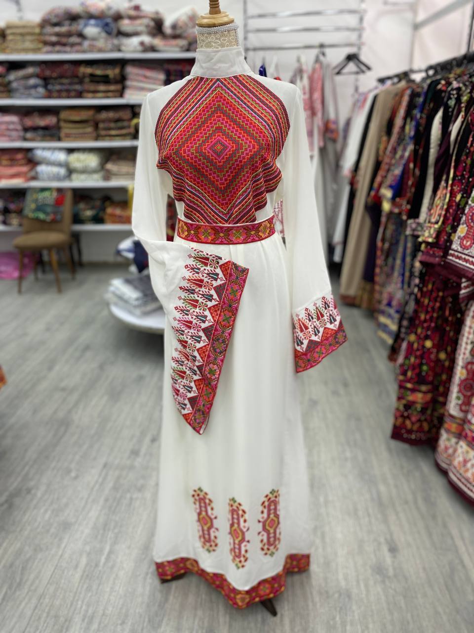 Long Sleeve Embroidered chiffon Dress