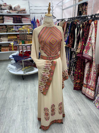 Long Sleeve Embroidered chiffon Dress