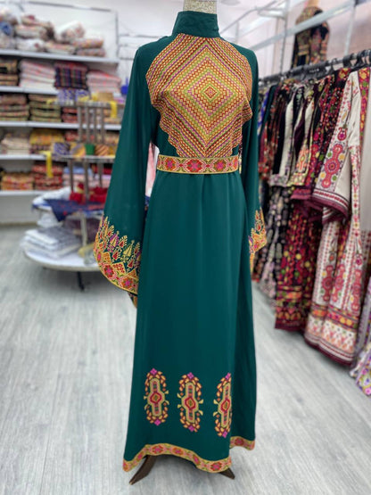 Long Sleeve Embroidered chiffon Dress