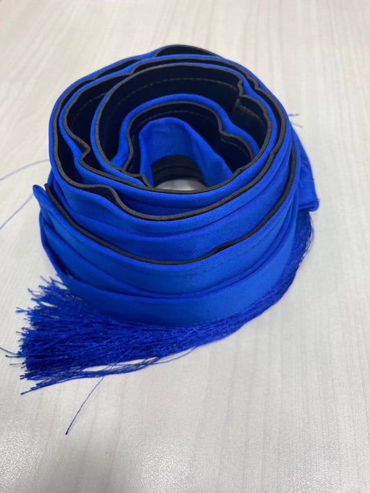 indigo satin belt