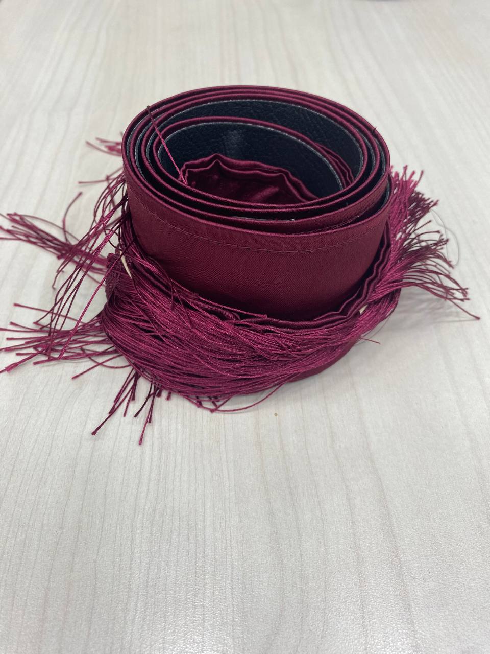 Burgundy satin belt