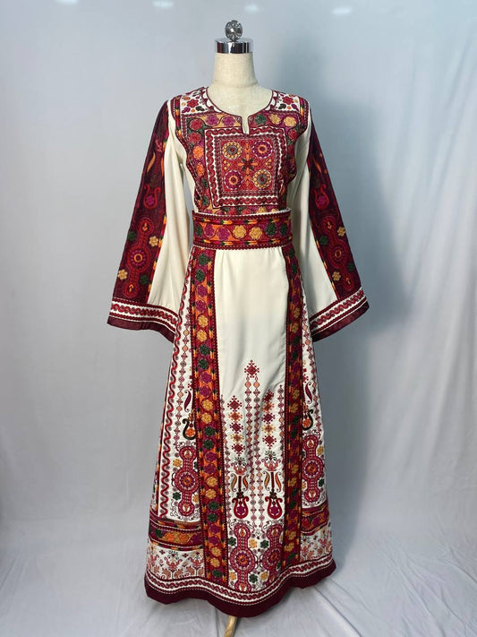 New off-white  Malka thobe with traditional colors