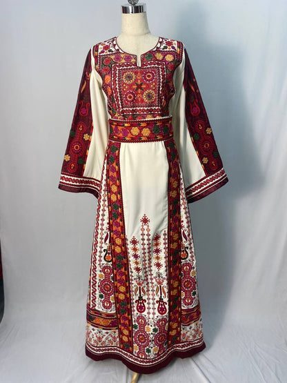 New off-white  Malka thobe with traditional colors