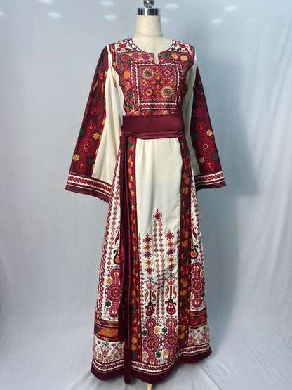 New off-white  Malka thobe with traditional colors