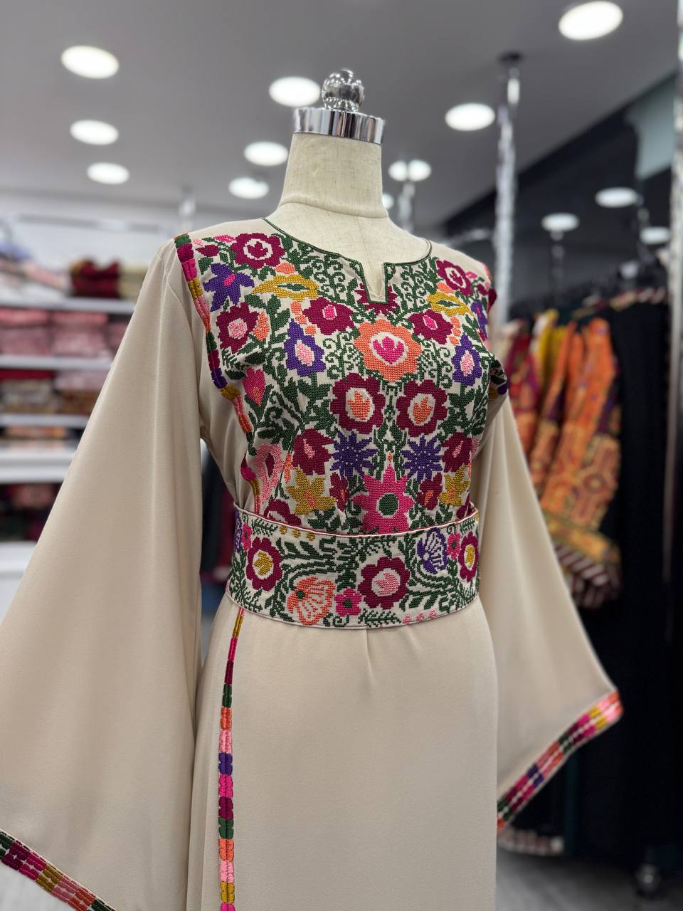 New Beige Falahi tatreez Kabba with Manajel Thobe
