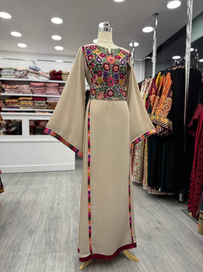 New Beige Falahi tatreez Kabba with Manajel Thobe