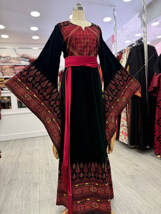 Green Long Sleeves Velvet Thobe