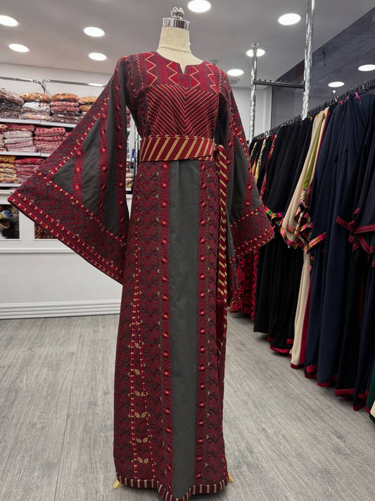 New Gray Heavy Embroidried Etameen Thobe