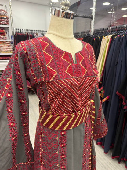 New Gray Heavy Embroidried Etameen Thobe