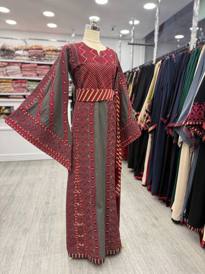 New Gray Heavy Embroidried Etameen Thobe