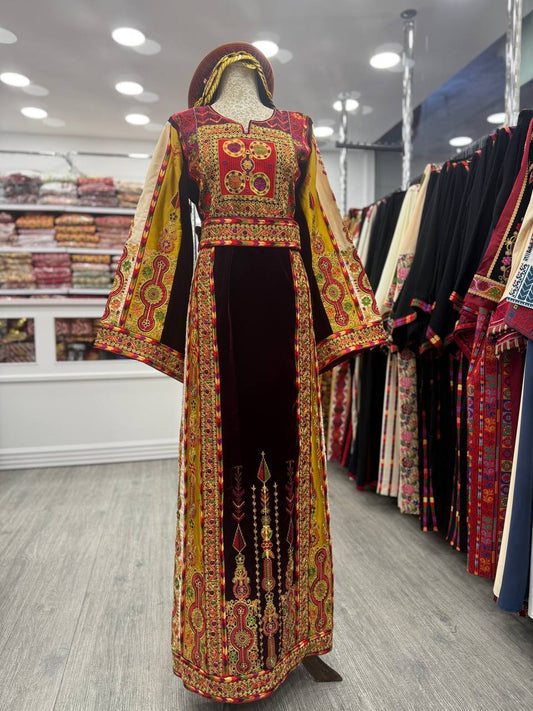 New Burgundy Velvet Malaka Thobe
