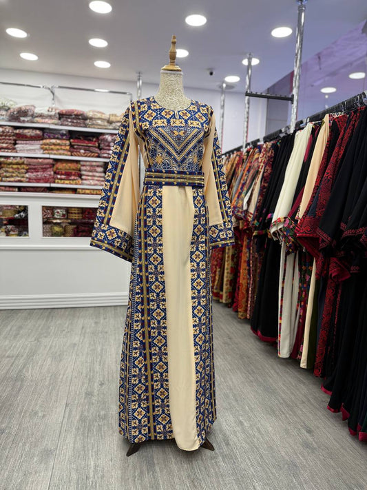 New Beige Sabayel kharaz Thobe