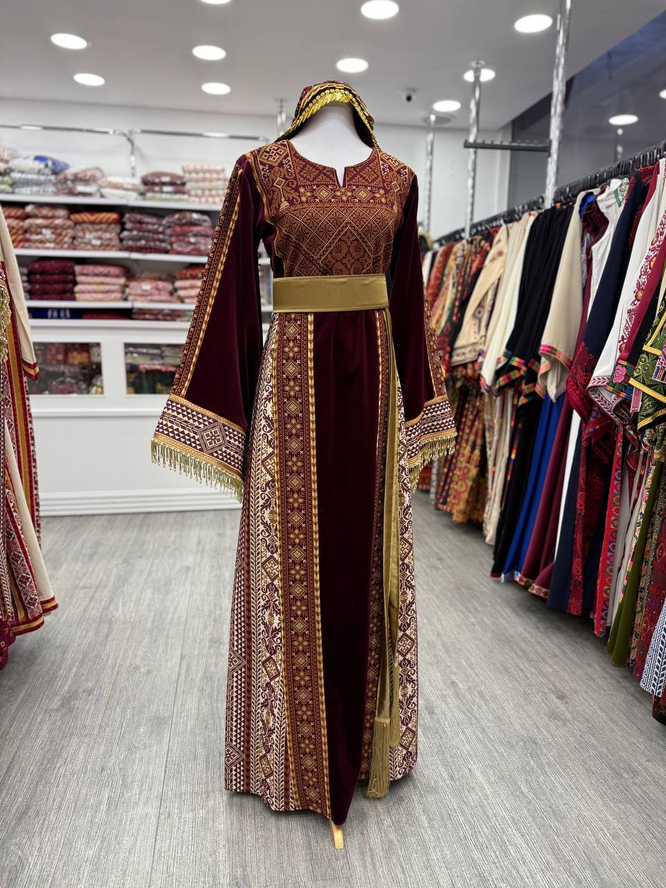 New Burgundy Velvet Traditional Thobe