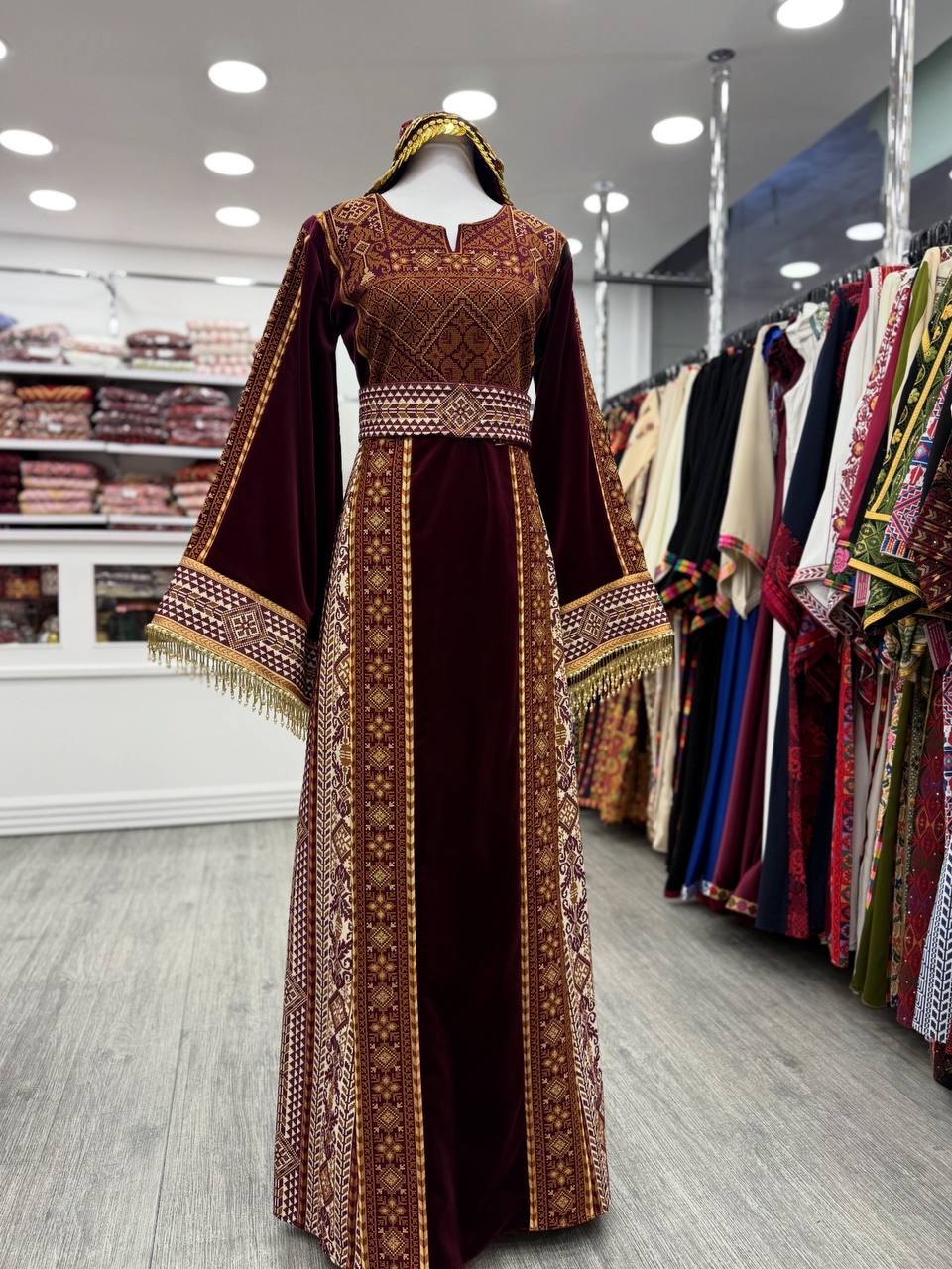 New Burgundy Velvet Traditional Thobe