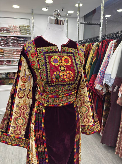 New Burgundy Traditional Malaka with Kassab Thobe