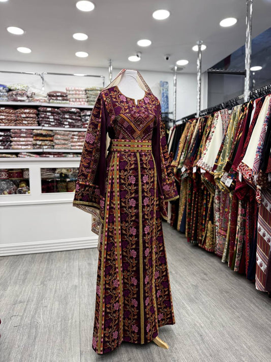 New Purple Satin Sabayel Kharaz Thobe