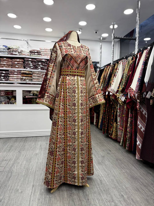 New Gold Satin Sabayel Kharaz Thobe