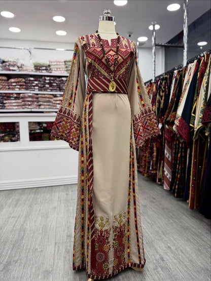 New Beige Manajel with Kassab Thobe