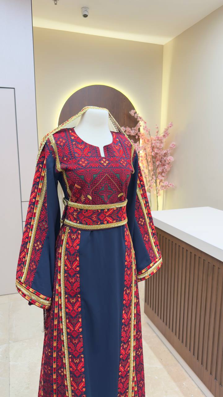New Exclusive Navy Blue Sabayel kharaz Thobe